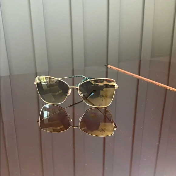 Jimmy Choo Tesos 56mm Square Sunglasses – Gold Copper Frame with Green Gradient Zoey | Gold Geometric Sunglasses | JIMMY CHOO main image 4